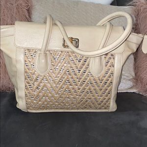 Ivory faux leather tote good condition